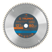 Disco sierra 12" para madera, 80 dientes centro 1", TRUPER