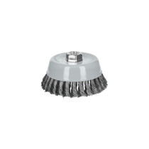 Carda copa 5" alambre trenzado fino, Multi-rosca, TRUPER