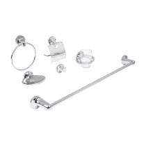 Juego de 6 accesorios para baño redondos, cromo, FOSET AQUA