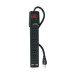 Multicontacto 14 AWG 6 entradas, 2 puertos USB, 850 J, negro