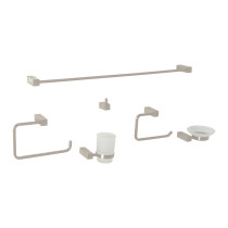 Juego de 6 accesorios para baño, satín, FOSET KUBO