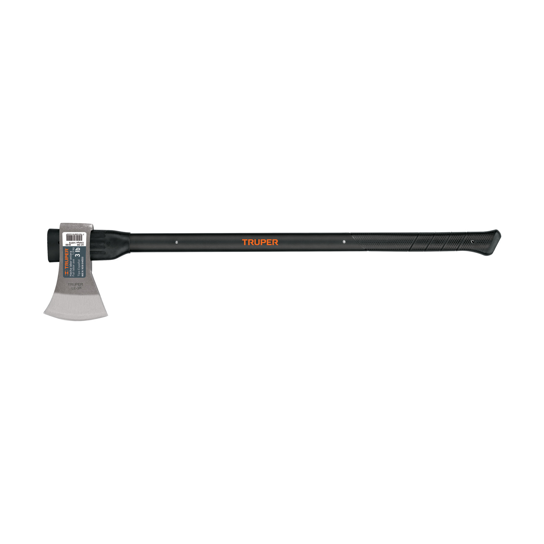 Hacha labor entera 3 lb, mango de fibra de vidrio 36",TRUPER