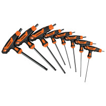 Juego 8 llaves hexagonales mm extralargas mango T,punta bola