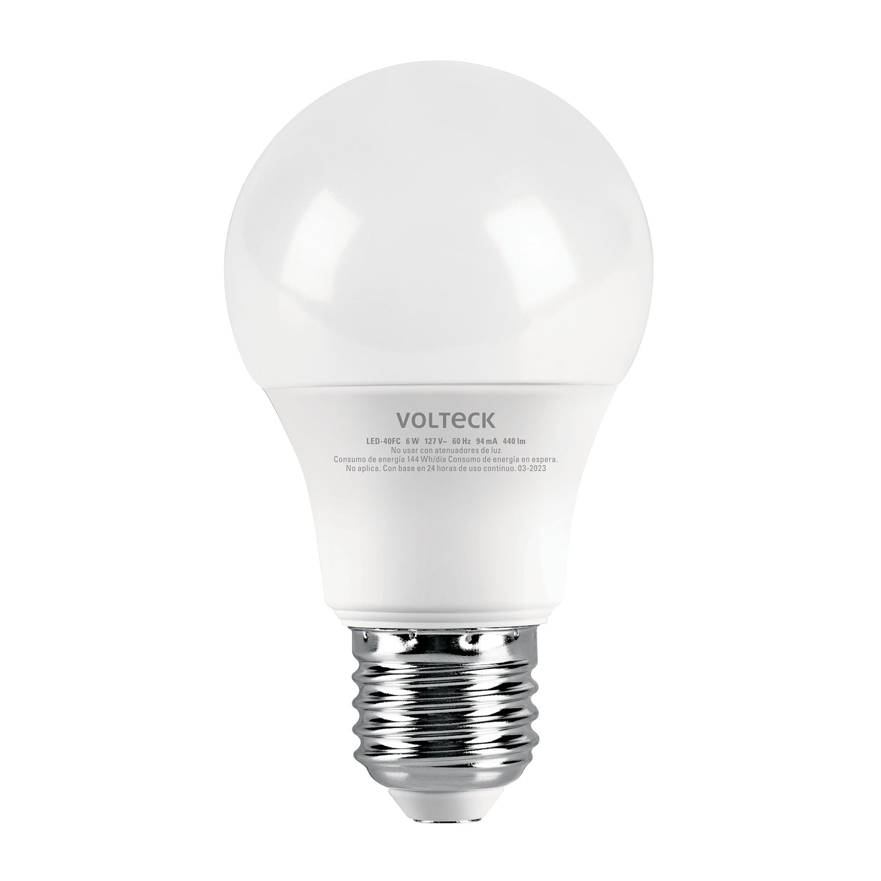 Lámpara LED tipo bulbo A19 6 W luz de día, caja, Volteck