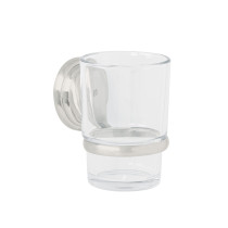 Portavaso cepillero con vaso de vidrio, níquel satín, AQUA