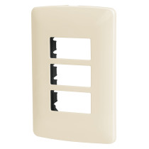 Placa de 3 módulos, marfil, Línea Italiana, VOLTECK