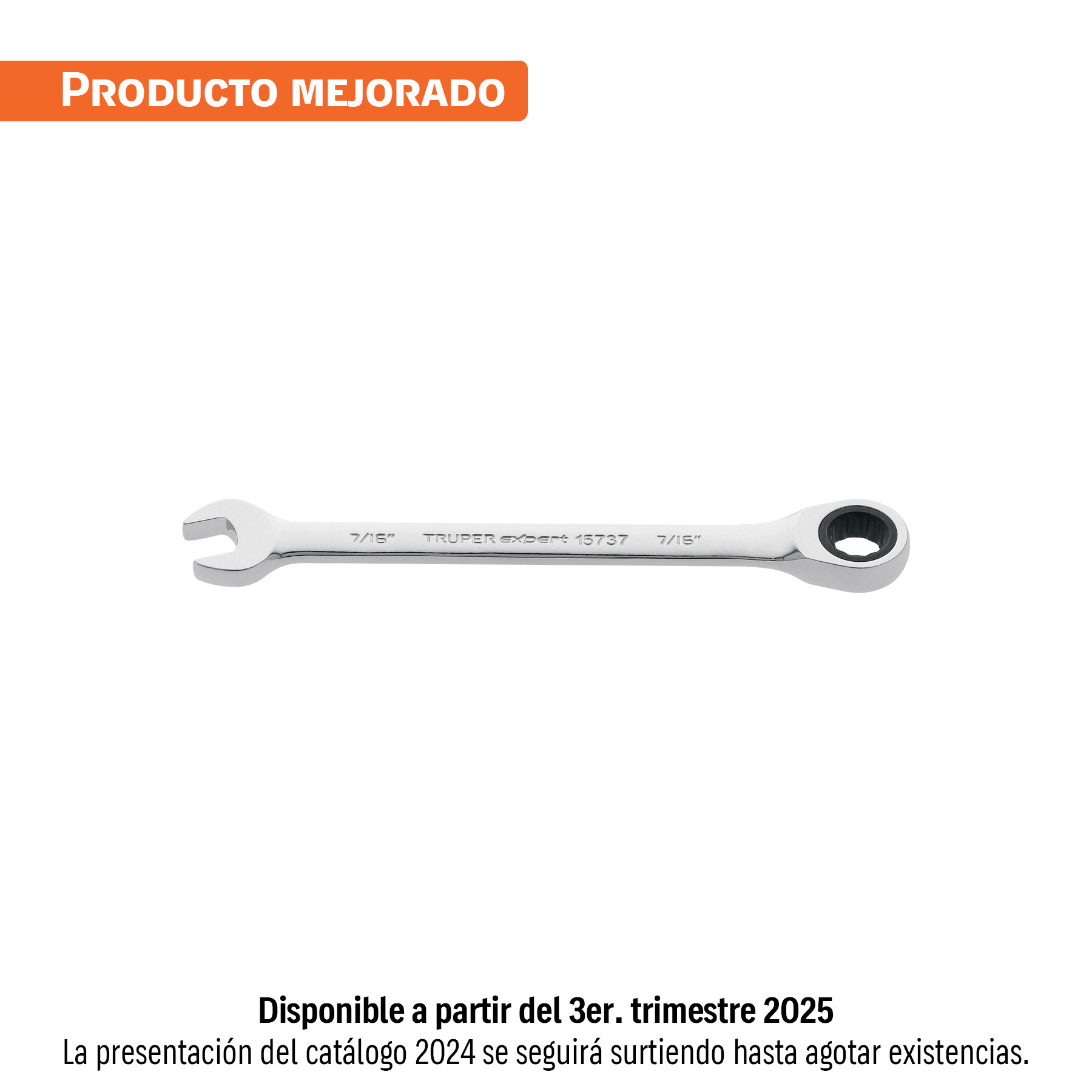 Llave combinada con matraca 7/16" x 160 mm largo, EXPERT