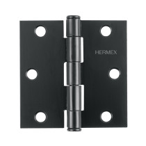 Bisagra cuadrada 3", negro mate, cabeza plana, HERMEX