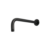 Brazo recto con chapetón para regadera, 30 cm, negro mate