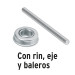 Llanta completa hule sólido 13-1/2", incluye eje y baleros