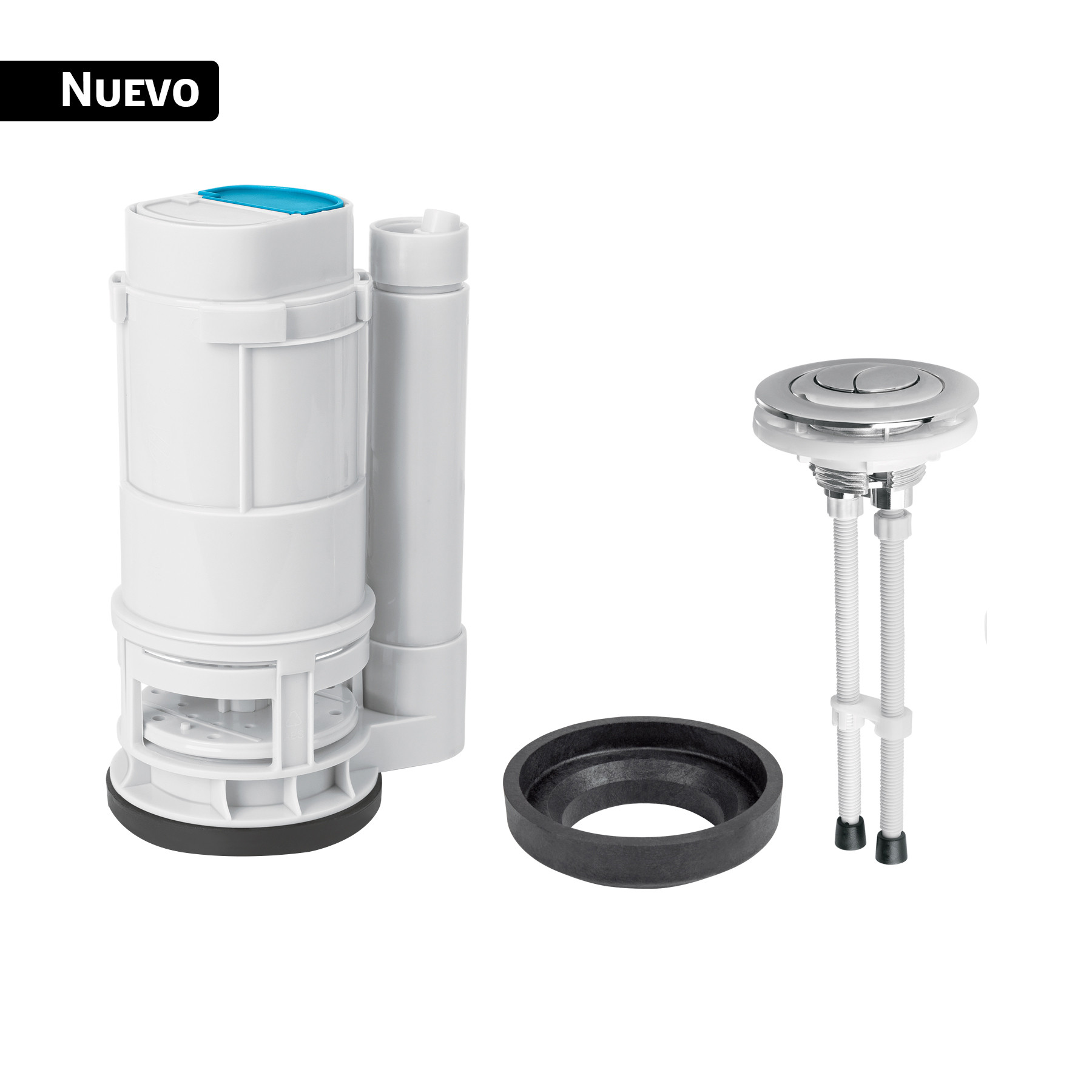 Válvula descarga dual 2" para WC de 2 piezas, con botón dual