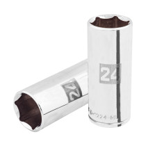 Dado largo de 24 mm, 6 puntas, cuadro 1/2", TRUPER