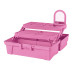 Caja cosmetiquera 14", doble bandeja, rosa, PRETUL