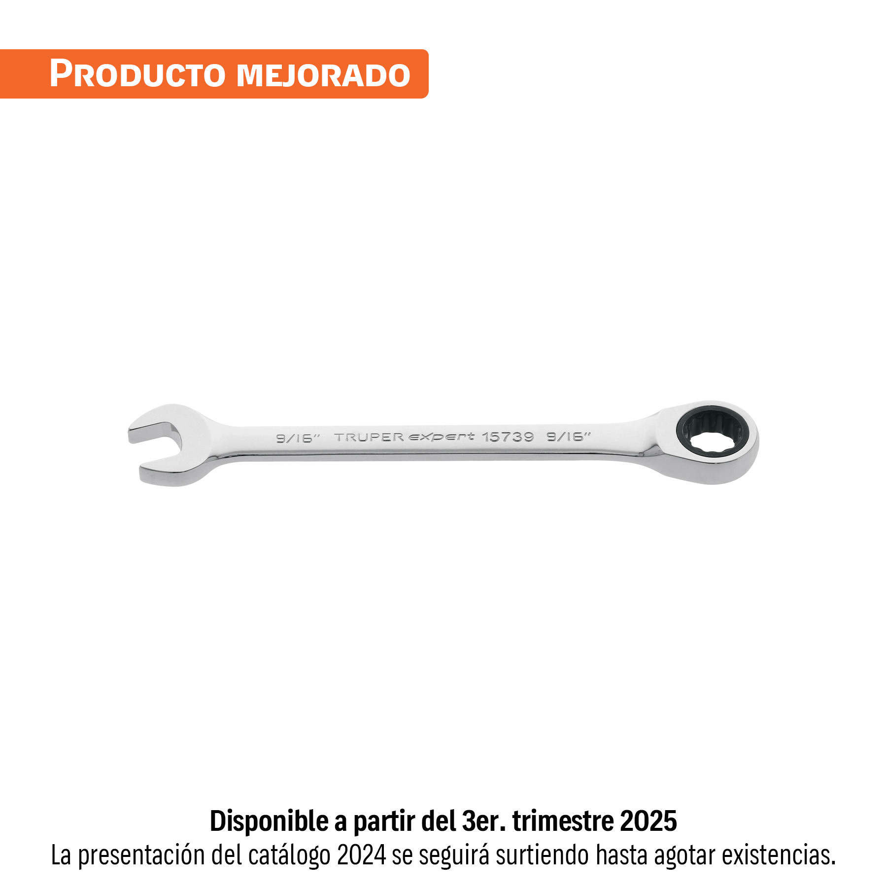 Llave combinada con matraca 9/16" x 185 mm largo, EXPERT