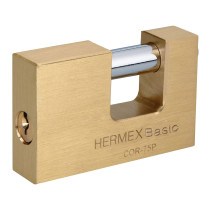Candado antipalanca 75 mm cuerpo de latón, HERMEX BASIC