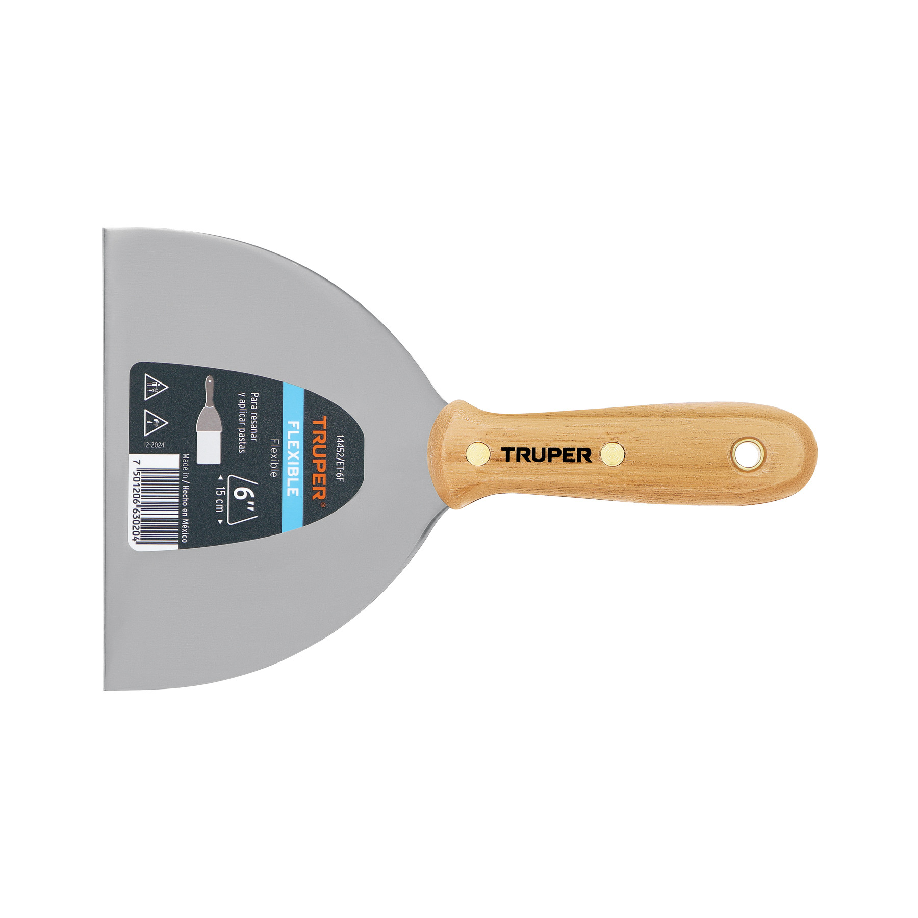 Espátula flexible 6" con mango de madera, TRUPER