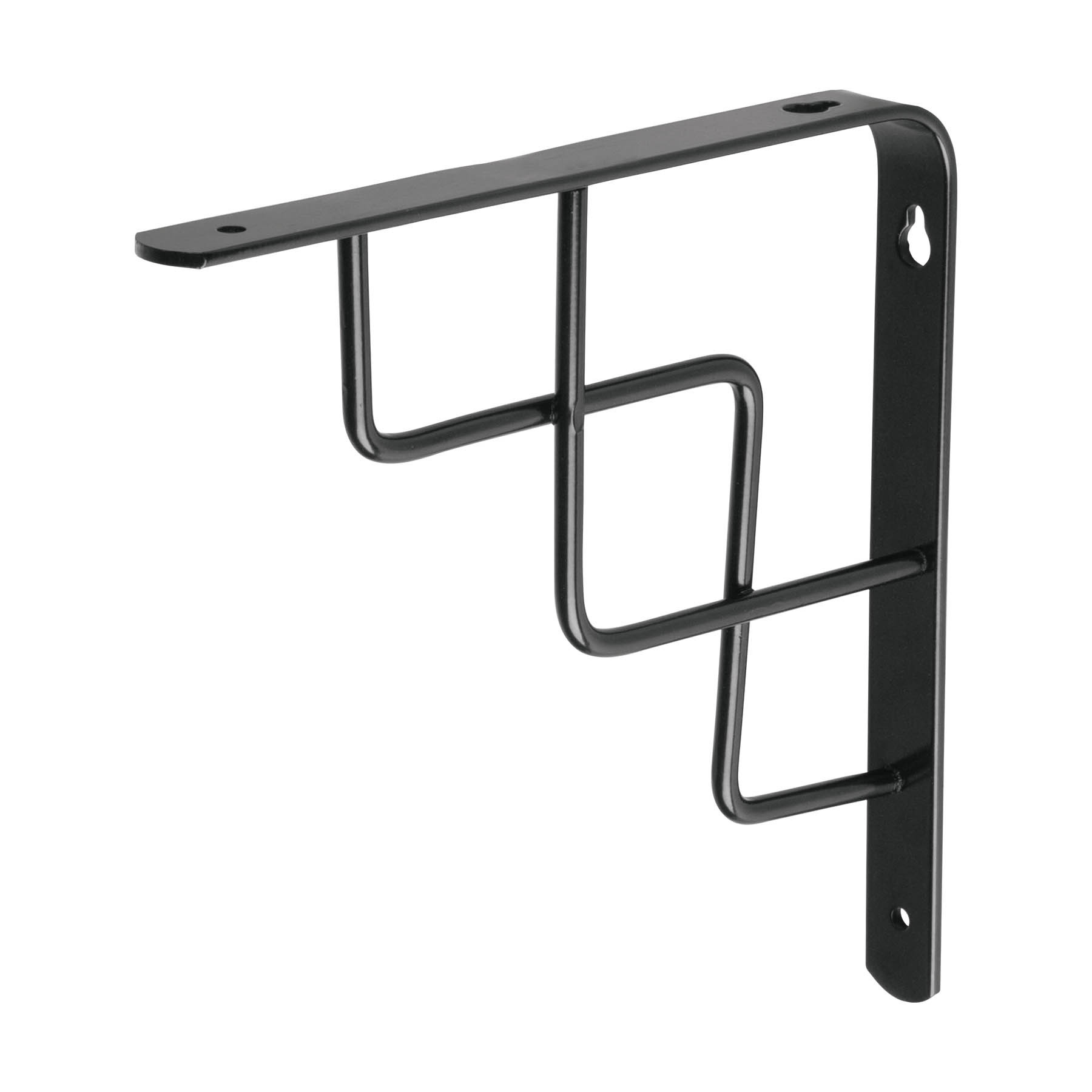 Ménsula reforzada negra 8 x 8", diseño escalera, FIERO