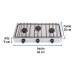 Parrilla de gas de sobreponer 3 quemadores, inox, FOSET