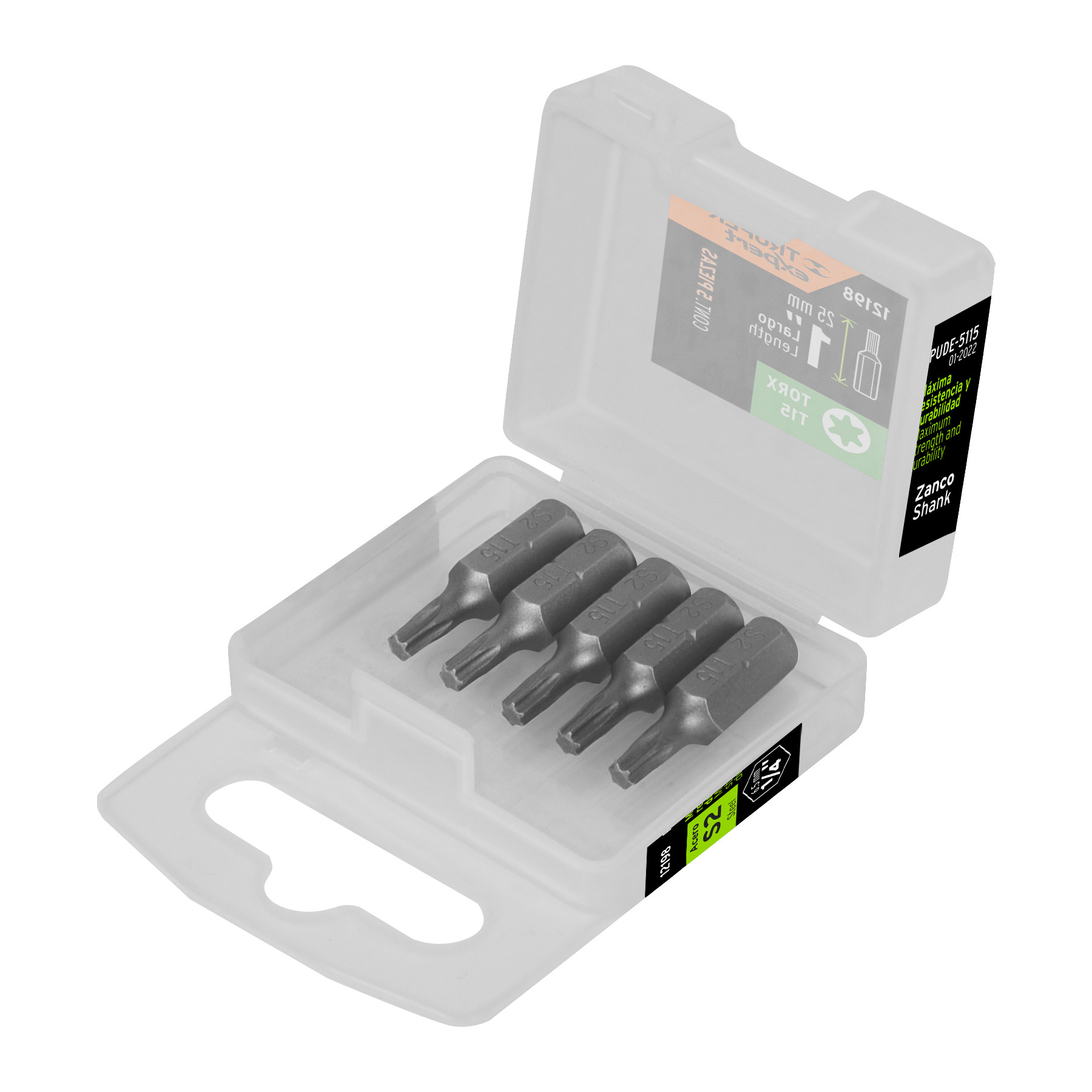 Estuche con 5 puntas torx T15 largo 1", TRUPER EXPERT