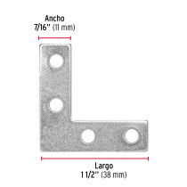 Bolsa c/24 escuadras planas cantoneras 1-1/2"x1-1/2", FIERO
