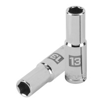 Dado largo de 13 mm, 6 puntas, cuadro 1/2", TRUPER