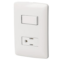 Placa armada contacto e interruptor, blanco, línea Italiana