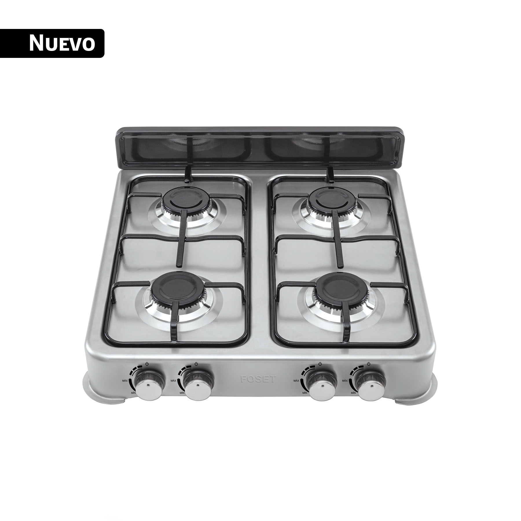 Parrilla de gas de sobreponer,4 quemadores, inox, FOSET AERO