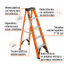 Escalera de tijera, tipo ll, 4 peldaños, fibra de vidrio