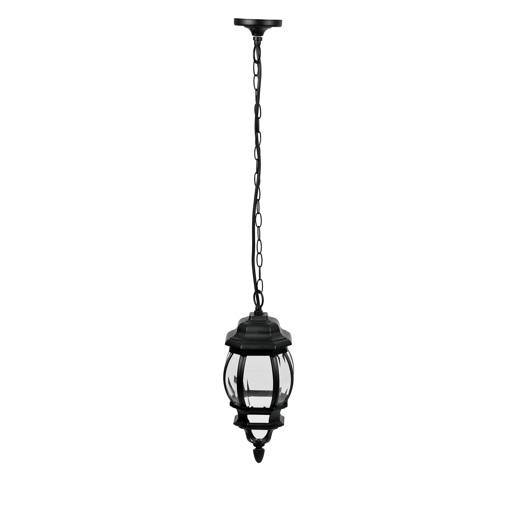 Arbotante tipo farol tradicional colgante p/exterior, negro