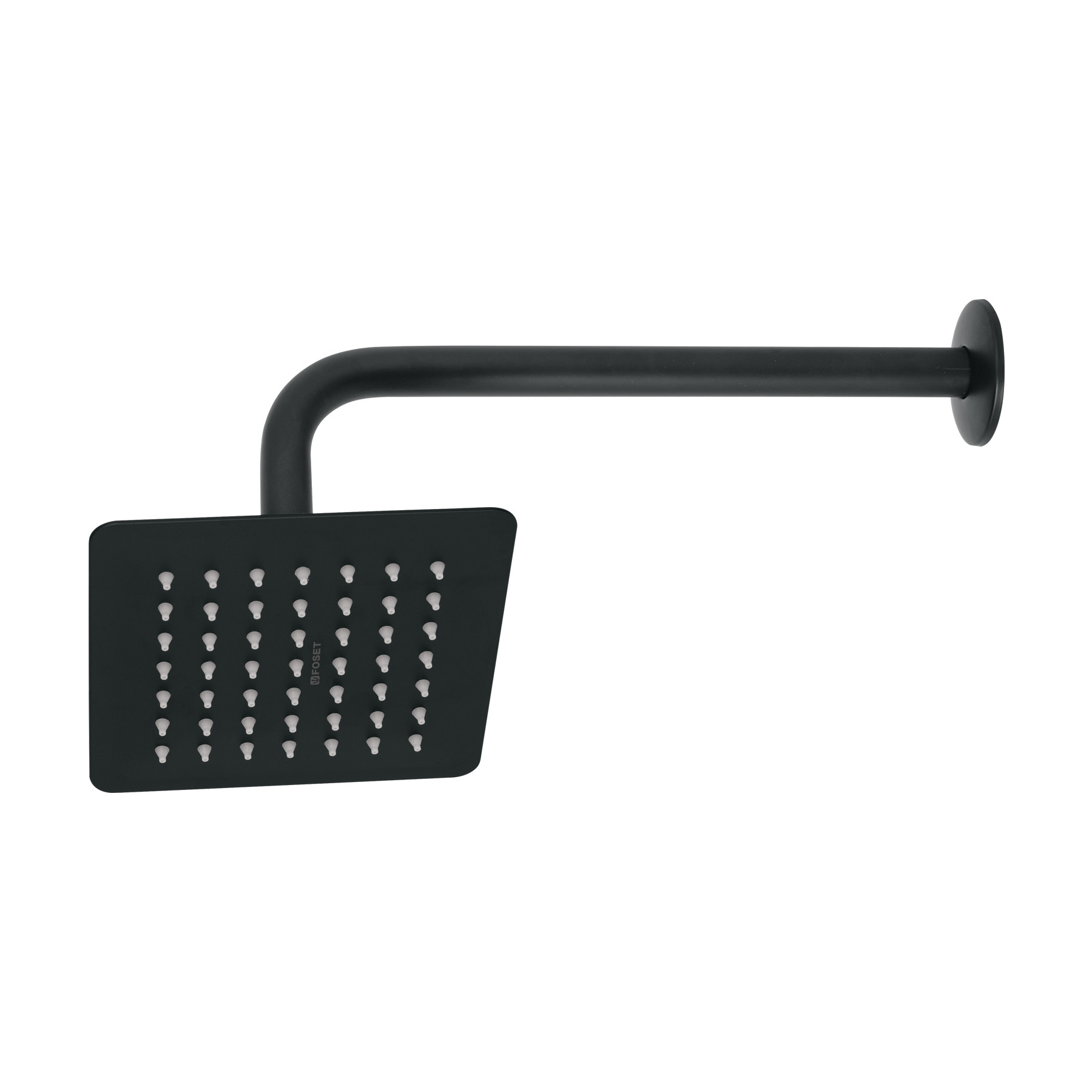 Regadera cuadrada 6", acero inox, con brazo, negro, TÚBIG