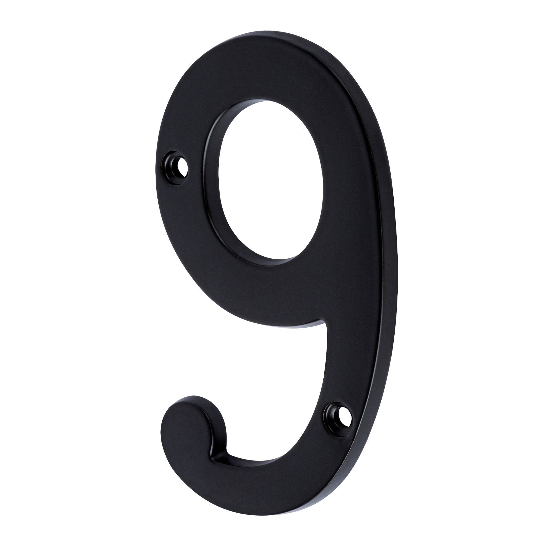 Número 9 de latón sólido 4", negro, HERMEX