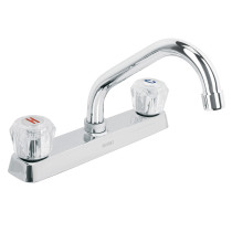 Mezcladora 8" fregadero cromo, cuello corto, acrílico, BASIC
