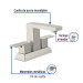 Mezcladora para lavabo 4", satín, FOSET KUBO