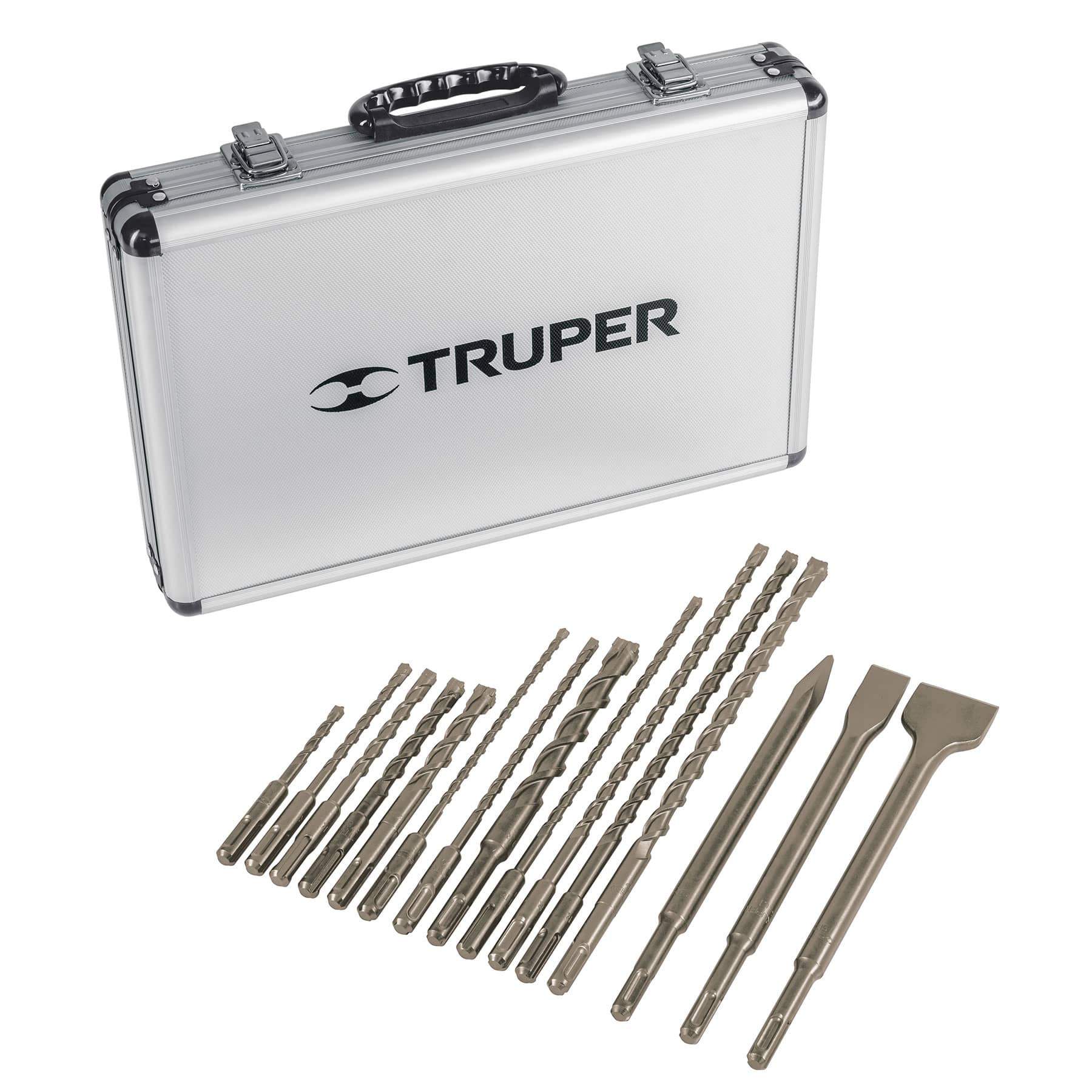 Juego de 15 brocas y cinceles SDS Plus en estuche, TRUPER