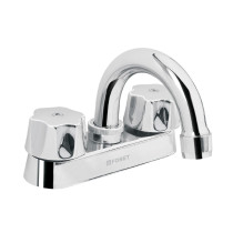 Mezcladora 4" para lavabo, cuello curvo, cartucho compresión