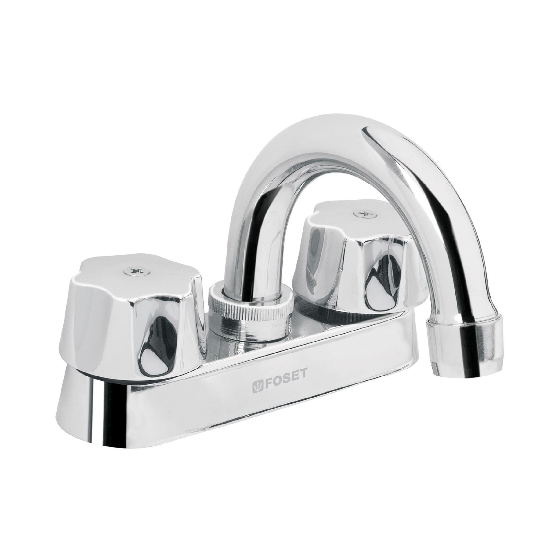 Mezcladora 4" para lavabo, cuello curvo, cartucho compresión