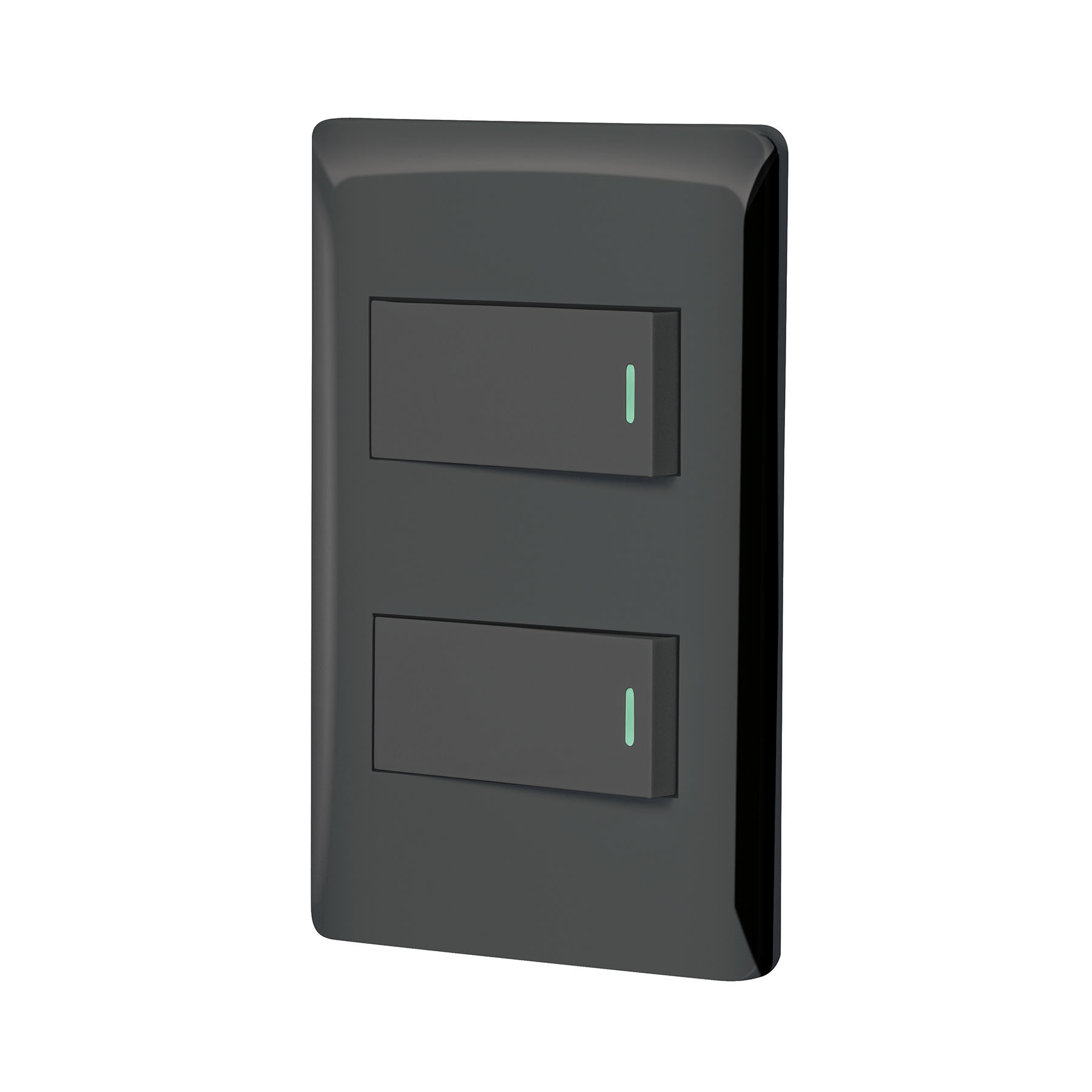 Placa armada negra 1 interruptor y 1 de 3 vías 1 mód, Lisboa