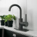 Monomando corto para lavabo, negro mate, FOSET TÚBIG