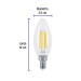 Lámpara LED tipo vela 4 W con filamento base E12 luz cálida