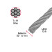 Metro de cable flexible 1/2" de acero 7x19 hilos, 75 m