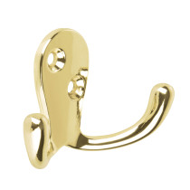 Gancho doble tipo perchero, 7 cm, latón brillante, HERMEX