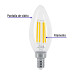 Foco LED filamento 4 W, vela, 2700K luz ambar, E12, VOLTECK