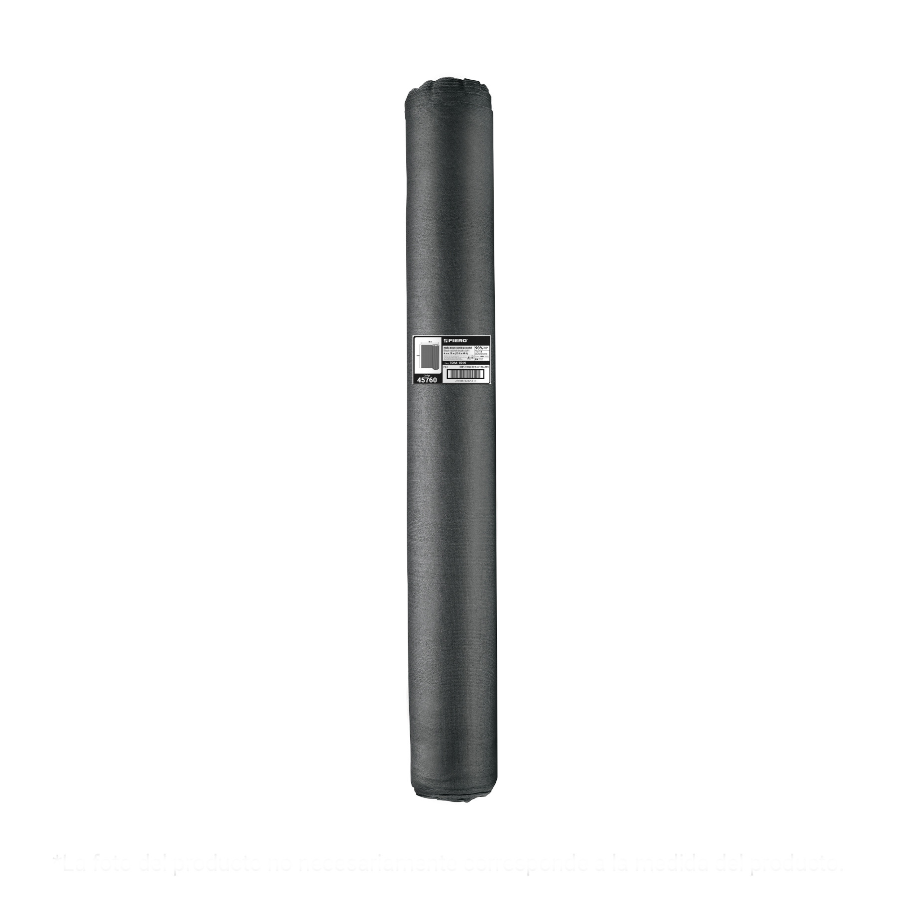 Rollo de malla sombra 90%, raschel negro, 15m x 4m, FIERO