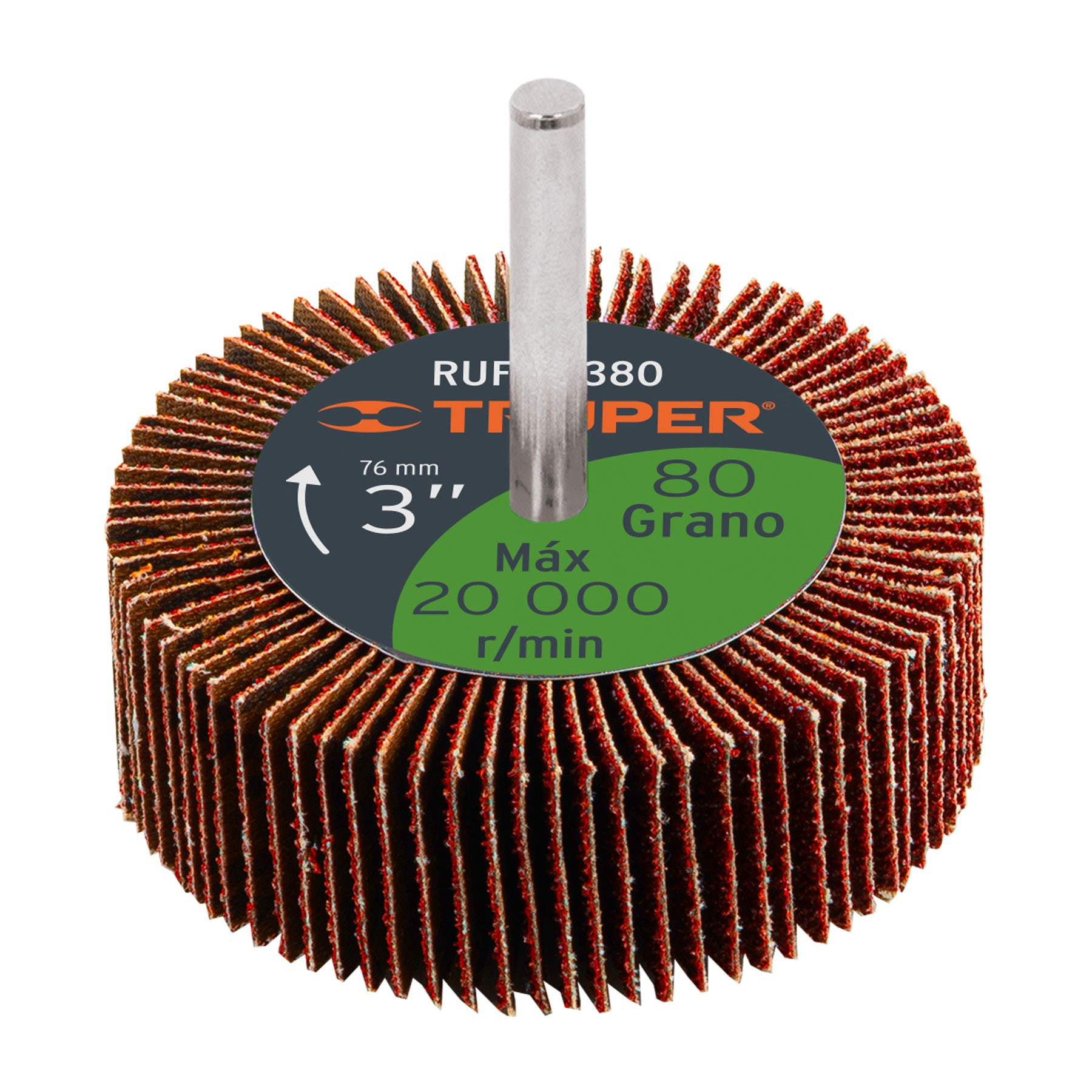 Rueda flap de 3", grano 80, TRUPER