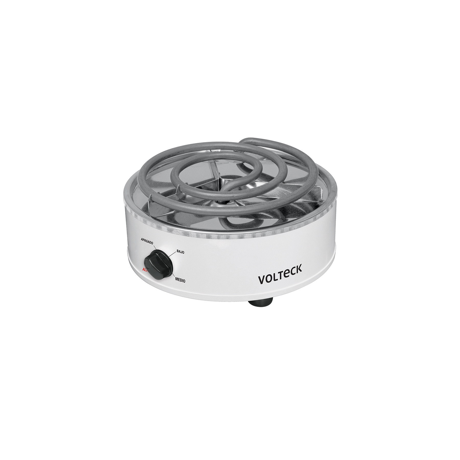 Parrilla eléctrica red. 1 quemador espiral, blanca, VOLTECK