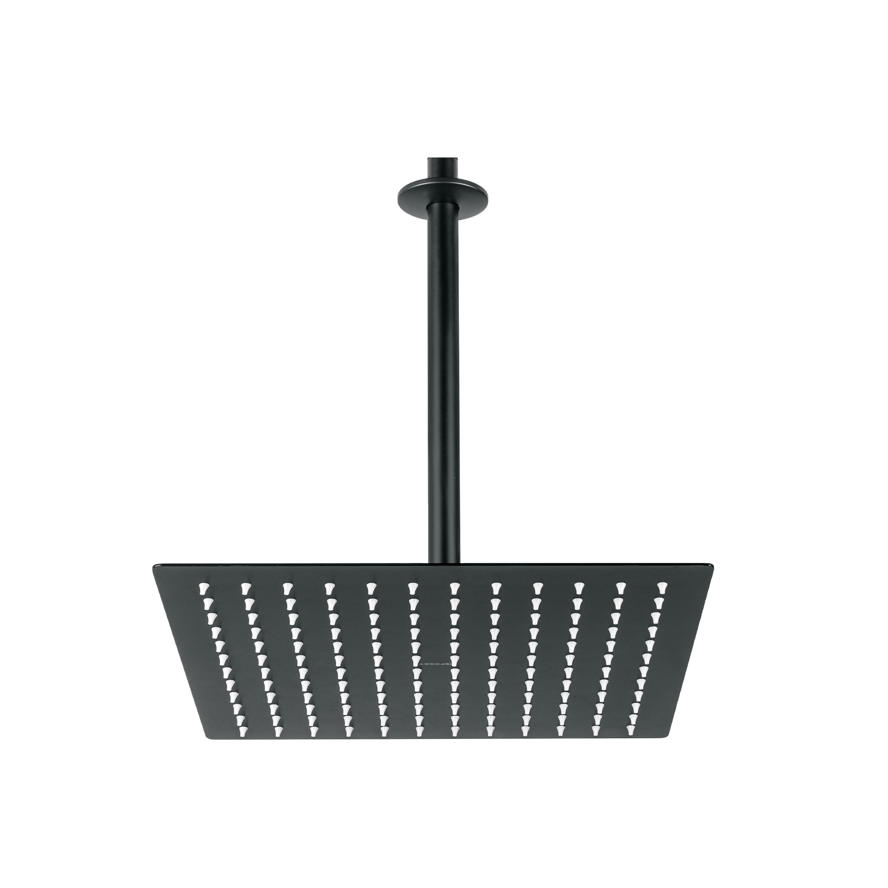 Regadera plato cuadrado 12" con brazo, negro, FOSET RIVIERA