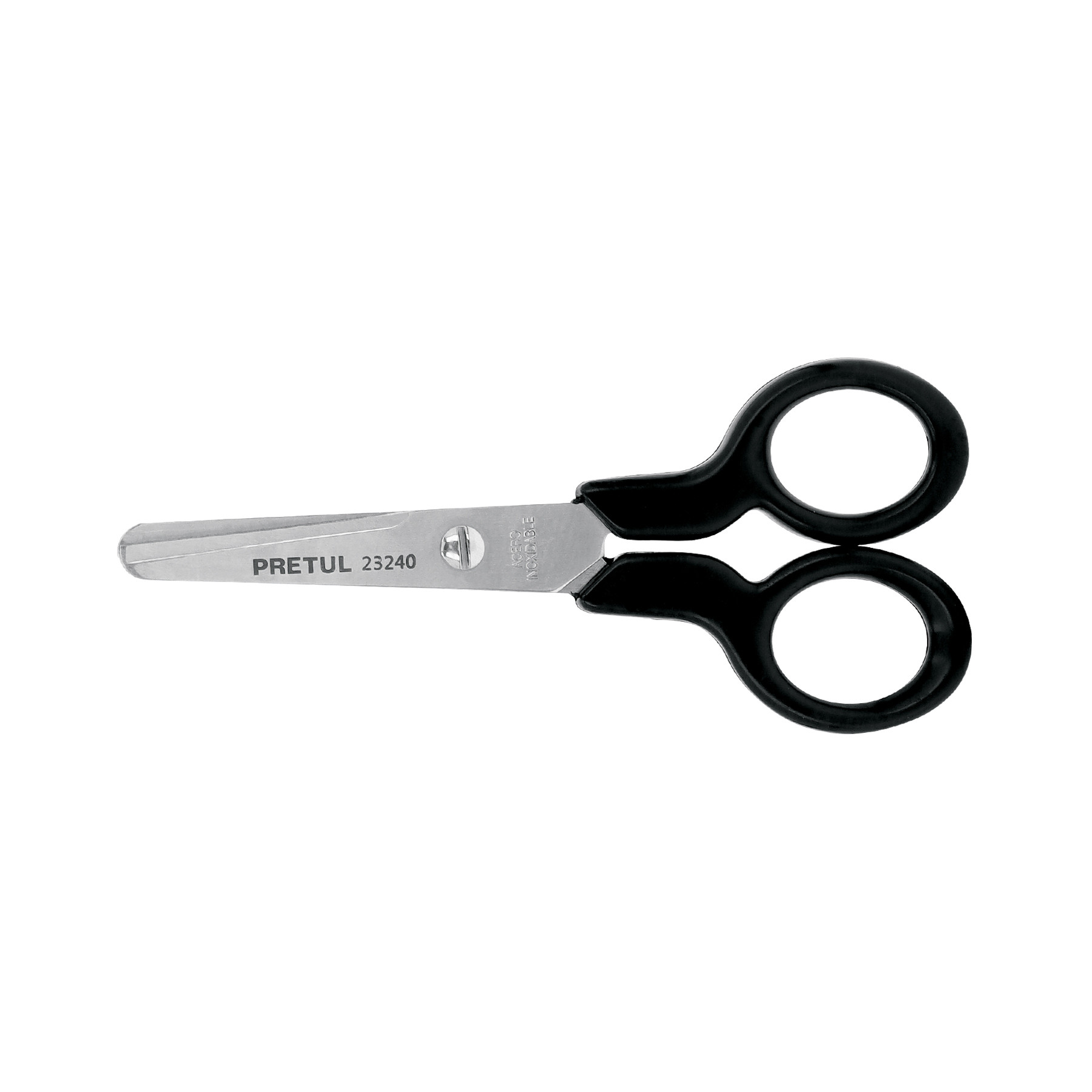 Tijera 4-1/2" escolar, punta roma, acero inoxidable, PRETUL