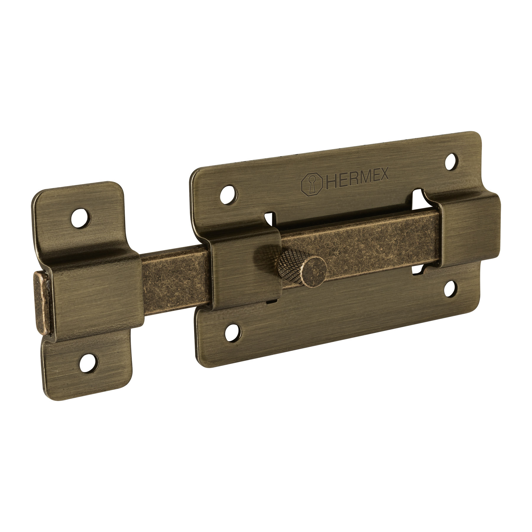 Pasador de barra plana 4", latón antiguo, HERMEX