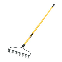 Rastrillo jardinero, 16 dientes, mango 60" fibra de vidrio