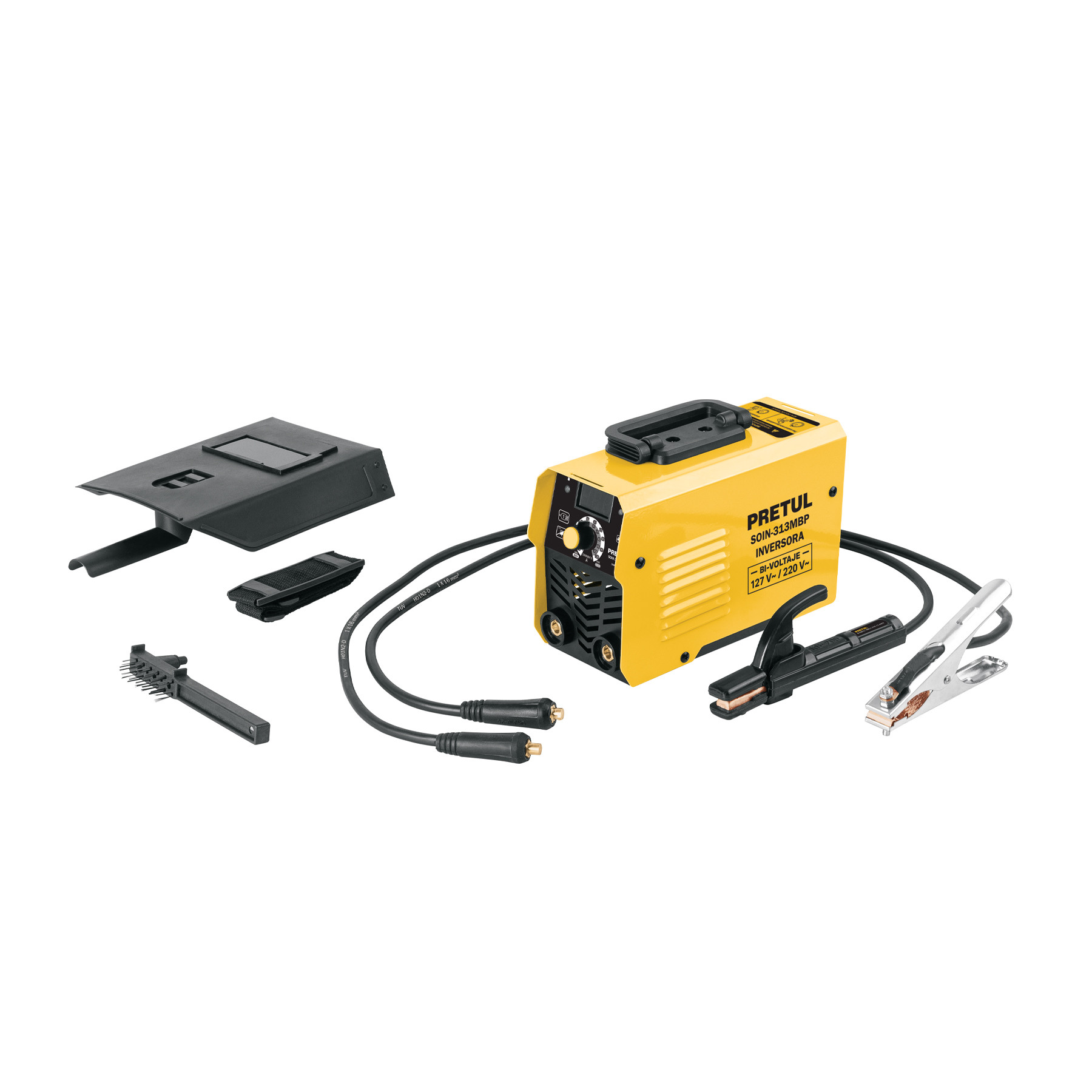Mini soldadora inversora 130A, bi-voltaje, Serie 300, PRETUL